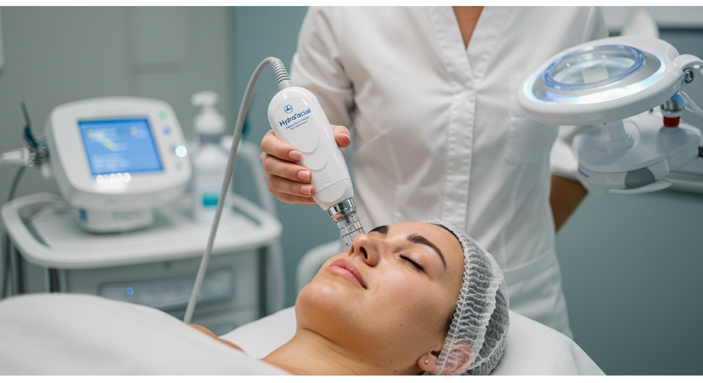 HydraFacial device gently vacuums impurities from the skin